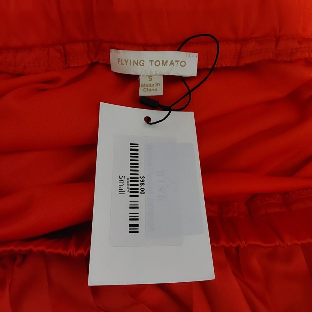 NWT Flying Tomato Pleated Strapless Wide-Leg Jumpsuit My Red Tomato Woven Small - Picture 8 of 10